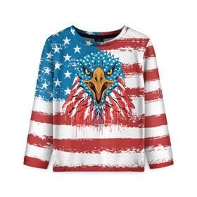Детский лонгслив 3D с принтом American Eagle в Новосибирске, 100% полиэстер | длинные рукава, круглый вырез горловины, полуприлегающий силуэт
 | america | amerika | bird | eagle | flag | usa | америка | американский | орел | птица | соединенные | сша | флаг | штаты