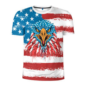 Мужская футболка 3D спортивная с принтом American Eagle в Новосибирске, 100% полиэстер с улучшенными характеристиками | приталенный силуэт, круглая горловина, широкие плечи, сужается к линии бедра | Тематика изображения на принте: america | amerika | bird | eagle | flag | usa | америка | американский | орел | птица | соединенные | сша | флаг | штаты