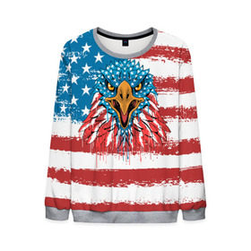 Мужской свитшот 3D с принтом American Eagle в Новосибирске, 100% полиэстер с мягким внутренним слоем | круглый вырез горловины, мягкая резинка на манжетах и поясе, свободная посадка по фигуре | america | amerika | bird | eagle | flag | usa | америка | американский | орел | птица | соединенные | сша | флаг | штаты