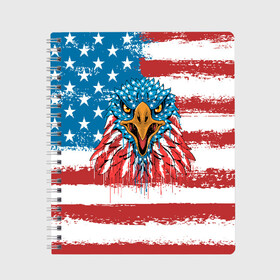 Тетрадь с принтом American Eagle в Новосибирске, 100% бумага | 48 листов, плотность листов — 60 г/м2, плотность картонной обложки — 250 г/м2. Листы скреплены сбоку удобной пружинной спиралью. Уголки страниц и обложки скругленные. Цвет линий — светло-серый
 | america | amerika | bird | eagle | flag | usa | америка | американский | орел | птица | соединенные | сша | флаг | штаты