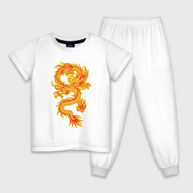 Детская пижама хлопок с принтом Огненный Дракон в Новосибирске, 100% хлопок |  брюки и футболка прямого кроя, без карманов, на брюках мягкая резинка на поясе и по низу штанин
 | дракон | мистическое существо | огненный дракон | огонь