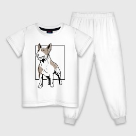 Детская пижама хлопок с принтом Бультерьер в Новосибирске, 100% хлопок |  брюки и футболка прямого кроя, без карманов, на брюках мягкая резинка на поясе и по низу штанин
 | bull | bull terrier | dog | terrier | бультерьер | собака | собаки