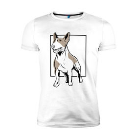 Мужская футболка премиум с принтом Бультерьер в Новосибирске, 92% хлопок, 8% лайкра | приталенный силуэт, круглый вырез ворота, длина до линии бедра, короткий рукав | bull | bull terrier | dog | terrier | бультерьер | собака | собаки