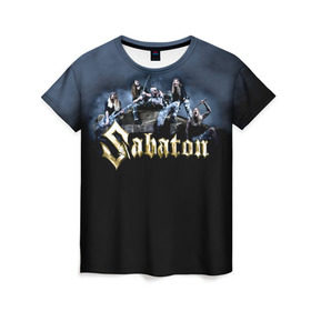 Женская футболка 3D с принтом Sabaton в Новосибирске, 100% полиэфир ( синтетическое хлопкоподобное полотно) | прямой крой, круглый вырез горловины, длина до линии бедер | battle metal | primo victoria | sabaton | the art of war | the great war | группа | йоаким броден | латный ботинок | метал | пауэр | рыцарские доспехи | сабатон | собатон | хэви