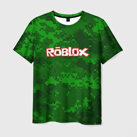 Мужская футболка 3D с принтом ROBLOX в Новосибирске, 100% полиэфир | прямой крой, круглый вырез горловины, длина до линии бедер | game | gamer | logo | minecraft | roblox | simulator | игра | конструктор | лого | симулятор | строительство | фигура