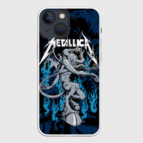 Чехол для iPhone 13 mini с принтом Metallica в Новосибирске,  |  | american | blue | demon | devil | flame | hell | metal band | metallica | music | rock | американская | голубое | демон | дьявол | метал группа | металлика | музыка | пламя | рок | черт