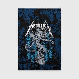 Обложка для автодокументов с принтом Metallica в Новосибирске, натуральная кожа |  размер 19,9*13 см; внутри 4 больших “конверта” для документов и один маленький отдел — туда идеально встанут права | american | blue | demon | devil | flame | hell | metal band | metallica | music | rock | американская | голубое | демон | дьявол | метал группа | металлика | музыка | пламя | рок | черт
