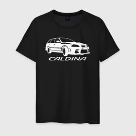 Мужская футболка хлопок с принтом Toyota Caldina в Новосибирске, 100% хлопок | прямой крой, круглый вырез горловины, длина до линии бедер, слегка спущенное плечо. | caldina | toyota | toyota caldina