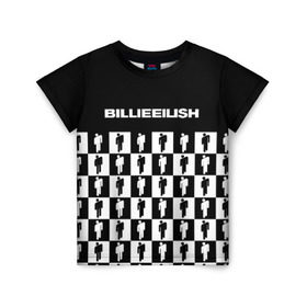 Детская футболка 3D с принтом BILLIE EILISH в Новосибирске, 100% гипоаллергенный полиэфир | прямой крой, круглый вырез горловины, длина до линии бедер, чуть спущенное плечо, ткань немного тянется | Тематика изображения на принте: be | billie | billie eilish | билли | билли айлиш