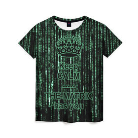 Женская футболка 3D с принтом THE MATRIX HAS YOU в Новосибирске, 100% полиэфир ( синтетическое хлопкоподобное полотно) | прямой крой, круглый вырез горловины, длина до линии бедер | matrix | андерсон | киану | код | компьютер. монитор. пк | матрица | послание | ривз | сообщение | томас