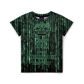 Детская футболка 3D с принтом THE MATRIX HAS YOU в Новосибирске, 100% гипоаллергенный полиэфир | прямой крой, круглый вырез горловины, длина до линии бедер, чуть спущенное плечо, ткань немного тянется | matrix | андерсон | киану | код | компьютер. монитор. пк | матрица | послание | ривз | сообщение | томас