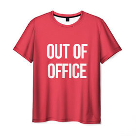 Мужская футболка 3D с принтом Out of office в Новосибирске, 100% полиэфир | прямой крой, круглый вырез горловины, длина до линии бедер | break | not working | out of office | rest | status | vacation | вне офиса | не работаю | отдых | отпуск | перерыв | статус