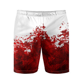 Мужские шорты спортивные с принтом Кровавые брызги в Новосибирске,  |  | blood | bloody | horror | texture | абстракция | брызги | в крови | краска | красная краска | кровавая | кровь | текстура | ужас