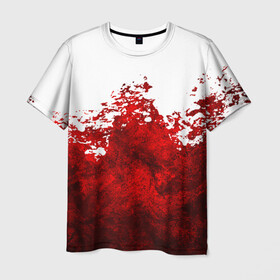 Мужская футболка 3D с принтом Кровавые брызги в Новосибирске, 100% полиэфир | прямой крой, круглый вырез горловины, длина до линии бедер | blood | bloody | horror | texture | абстракция | брызги | в крови | краска | красная краска | кровавая | кровь | текстура | ужас