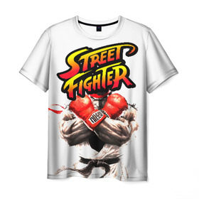 Мужская футболка 3D с принтом Street fighter в Новосибирске, 100% полиэфир | прямой крой, круглый вырез горловины, длина до линии бедер | capcom | fighter | fighting | street | боец | суторито фаита | уличный | файтинг