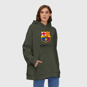 Худи SuperOversize хлопок с принтом FC BARCELONA (BARCA) в Новосибирске, 70% хлопок, 30% полиэстер, мягкий начес внутри | карман-кенгуру, эластичная резинка на манжетах и по нижней кромке, двухслойный капюшон
 | barca | barcelona | fc barca | барка | барселона