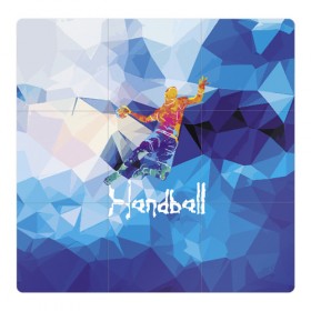 Магнитный плакат 3Х3 с принтом Handball в Новосибирске, Полимерный материал с магнитным слоем | 9 деталей размером 9*9 см | attack | ball | game | handball | jump | player | sport | sportsman | атака | игра | мяч | прыжок | спорт | спортмен