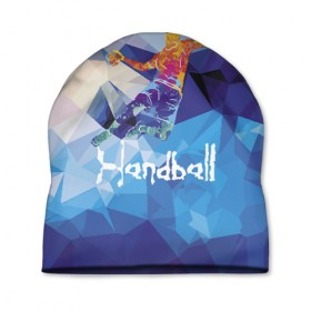 Шапка 3D с принтом Handball в Новосибирске, 100% полиэстер | универсальный размер, печать по всей поверхности изделия | attack | ball | game | handball | jump | player | sport | sportsman | атака | игра | мяч | прыжок | спорт | спортмен