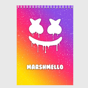 Скетчбук с принтом MARSHMELLO RAINBOW SPACE в Новосибирске, 100% бумага
 | 48 листов, плотность листов — 100 г/м2, плотность картонной обложки — 250 г/м2. Листы скреплены сверху удобной пружинной спиралью | america | dj | marshmello | usa | америка | маршмелло