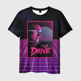 Мужская футболка 3D с принтом Drive в Новосибирске, 100% полиэфир | прямой крой, круглый вырез горловины, длина до линии бедер | drive | gosling | retrowave | гослинг | драйв
