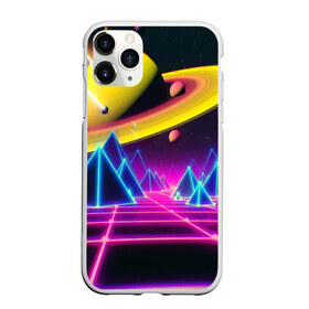 Чехол для iPhone 11 Pro Max матовый с принтом САТУРН в Новосибирске, Силикон |  | bright | colorful | cool | disco | music | music lover | retro | speaker | tape recorder | technique | vintage | винтаж | динамик | диско | магнитофон | меломан | музыка | неон | разноцветный | ретро | техника