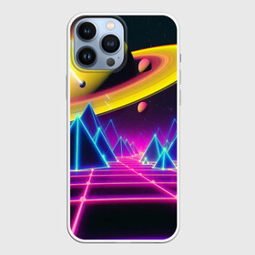 Чехол для iPhone 13 Pro Max с принтом САТУРН в Новосибирске,  |  | bright | colorful | cool | disco | music | music lover | retro | speaker | tape recorder | technique | vintage | винтаж | динамик | диско | магнитофон | меломан | музыка | неон | разноцветный | ретро | техника