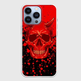 Чехол для iPhone 13 Pro с принтом Devil Skull в Новосибирске,  |  | blood | devil | halloween | horror | paint | skull | дьявол | краска | кровь | страшный | хеллоуин | хэлуин | череп