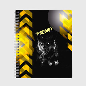 Тетрадь с принтом the prodigy (лис) в Новосибирске, 100% бумага | 48 листов, плотность листов — 60 г/м2, плотность картонной обложки — 250 г/м2. Листы скреплены сбоку удобной пружинной спиралью. Уголки страниц и обложки скругленные. Цвет линий — светло-серый
 | Тематика изображения на принте: the prodigy