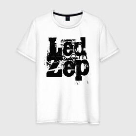 Мужская футболка хлопок с принтом LedZep в Новосибирске, 100% хлопок | прямой крой, круглый вырез горловины, длина до линии бедер, слегка спущенное плечо. | led | led zep | led zeppelin | ledzep | lz | zoso | группа | джимми пейдж | джон генри бонэм | джон пол джонс | зосо | лед зепелен | лед зеппелин | ледзепелен | ледзеппелин | роберт плант | рок