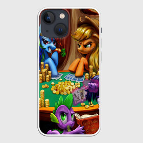 Чехол для iPhone 13 mini с принтом LITTLE PONY в Новосибирске,  |  | Тематика изображения на принте: my little pony | pinkie pie | scootaloo | spike | sweaty balls | искорка | крошка бель | маленькие пони | мульфтфильм | пони | скутолу | эппл блум