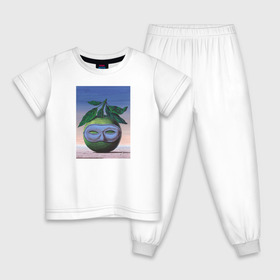 Детская пижама хлопок с принтом Рене Магритт в Новосибирске, 100% хлопок |  брюки и футболка прямого кроя, без карманов, на брюках мягкая резинка на поясе и по низу штанин
 | живопись | искусство | картина | художники | шедевры