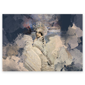 Поздравительная открытка с принтом Царевна лебедь в Новосибирске, 100% бумага | плотность бумаги 280 г/м2, матовая, на обратной стороне линовка и место для марки
 | живопись | искусство | картина | художники | шедевры