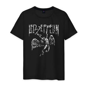 Мужская футболка хлопок с принтом Led Zeppelin в Новосибирске, 100% хлопок | прямой крой, круглый вырез горловины, длина до линии бедер, слегка спущенное плечо. | led | led zep | led zeppelin | ledzep | lz | zoso | группа | джимми пейдж | джон генри бонэм | джон пол джонс | зосо | лед зепелен | лед зеппелин | ледзепелен | ледзеппелин | роберт плант | рок