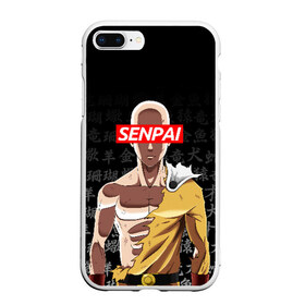 Чехол для iPhone 7Plus/8 Plus матовый с принтом SENPAI ONE PUNCH MAN в Новосибирске, Силикон | Область печати: задняя сторона чехла, без боковых панелей | one punch man | onepunchman | oppai | saitama | ван панч мен | ванпанчмен | макото миядзаки | сайтама | человек один удар