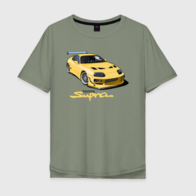 Мужская футболка хлопок Oversize с принтом Toyota Supra в Новосибирске, 100% хлопок | свободный крой, круглый ворот, “спинка” длиннее передней части | supra | toyota | toyota supra