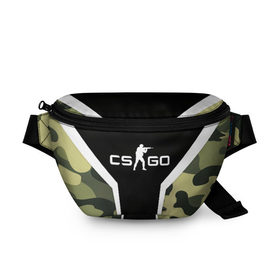 Поясная сумка 3D с принтом CS:GO Camouflage в Новосибирске, 100% полиэстер | плотная ткань, ремень с регулируемой длиной, внутри несколько карманов для мелочей, основное отделение и карман с обратной стороны сумки застегиваются на молнию | Тематика изображения на принте: conter | counter | cs go | csgo | global | offensive | strike | контер | кс го | ксго | страйк