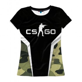 Женская футболка 3D с принтом CS:GO Camouflage в Новосибирске, 100% полиэфир ( синтетическое хлопкоподобное полотно) | прямой крой, круглый вырез горловины, длина до линии бедер | Тематика изображения на принте: conter | counter | cs go | csgo | global | offensive | strike | контер | кс го | ксго | страйк