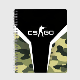 Тетрадь с принтом CSGO Camouflage в Новосибирске, 100% бумага | 48 листов, плотность листов — 60 г/м2, плотность картонной обложки — 250 г/м2. Листы скреплены сбоку удобной пружинной спиралью. Уголки страниц и обложки скругленные. Цвет линий — светло-серый
 | conter | counter | cs go | csgo | global | offensive | strike | контер | кс го | ксго | страйк