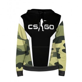 Женская толстовка 3D с принтом CS:GO Camouflage в Новосибирске, 100% полиэстер  | двухслойный капюшон со шнурком для регулировки, мягкие манжеты на рукавах и по низу толстовки, спереди карман-кенгуру с мягким внутренним слоем. | Тематика изображения на принте: conter | counter | cs go | csgo | global | offensive | strike | контер | кс го | ксго | страйк