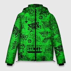 Мужская зимняя куртка 3D с принтом Billie Eilish Graffiti Grunge в Новосибирске, верх — 100% полиэстер; подкладка — 100% полиэстер; утеплитель — 100% полиэстер | длина ниже бедра, свободный силуэт Оверсайз. Есть воротник-стойка, отстегивающийся капюшон и ветрозащитная планка. 

Боковые карманы с листочкой на кнопках и внутренний карман на молнии. | Тематика изображения на принте: billie | eilish | graffiti | grunge | айлиш | билли | граффити | татуировки