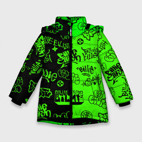 Зимняя куртка для девочек 3D с принтом Billie Eilish Graffiti two col в Новосибирске, ткань верха — 100% полиэстер; подклад — 100% полиэстер, утеплитель — 100% полиэстер. | длина ниже бедра, удлиненная спинка, воротник стойка и отстегивающийся капюшон. Есть боковые карманы с листочкой на кнопках, утяжки по низу изделия и внутренний карман на молнии. 

Предусмотрены светоотражающий принт на спинке, радужный светоотражающий элемент на пуллере молнии и на резинке для утяжки. | billie | eilish | gradient | graffiti | айлиш | билли | граффити | татуировки