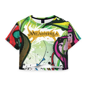 Женская футболка Cropp-top с принтом Мельница в Новосибирске, 100% полиэстер | круглая горловина, длина футболки до линии талии, рукава с отворотами | rock | мельница | рок | рокер | русский рок | фолк | фолк рок | хелависа
