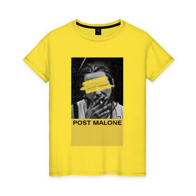 Женская футболка хлопок с принтом Post Malone в Новосибирске, 100% хлопок | прямой крой, круглый вырез горловины, длина до линии бедер, слегка спущенное плечо | hip hop | malone | post malone | postmalone | rap | richard post | rockstar | runaway | пост малон | рокстар | рэп | хип хоп