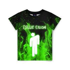 Детская футболка 3D с принтом BILLIE EILISH в Новосибирске, 100% гипоаллергенный полиэфир | прямой крой, круглый вырез горловины, длина до линии бедер, чуть спущенное плечо, ткань немного тянется | bad guy | billie eilish | lovely billie | беляш. | билли айлиш | бэд гай