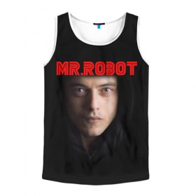 Мужская майка 3D с принтом Mr.robot в Новосибирске, 100% полиэстер | круглая горловина, приталенный силуэт, длина до линии бедра. Пройма и горловина окантованы тонкой бейкой | Тематика изображения на принте: 