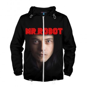 Мужская ветровка 3D с принтом Mr.robot в Новосибирске, 100% полиэстер | подол и капюшон оформлены резинкой с фиксаторами, два кармана без застежек по бокам, один потайной карман на груди | Тематика изображения на принте: 