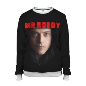 Женский свитшот 3D с принтом Mr.robot в Новосибирске, 100% полиэстер с мягким внутренним слоем | круглый вырез горловины, мягкая резинка на манжетах и поясе, свободная посадка по фигуре | 