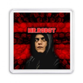 Магнит 55*55 с принтом Mr.robot в Новосибирске, Пластик | Размер: 65*65 мм; Размер печати: 55*55 мм | robot | драма | мистер | мистер робот | психологический триллер | рами малек | робот | технотриллер