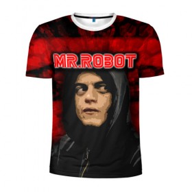 Мужская футболка 3D спортивная с принтом Mr.robot в Новосибирске, 100% полиэстер с улучшенными характеристиками | приталенный силуэт, круглая горловина, широкие плечи, сужается к линии бедра | robot | драма | мистер | мистер робот | психологический триллер | рами малек | робот | технотриллер