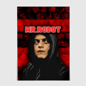 Постер с принтом Mr.robot  в Новосибирске, 100% бумага
 | бумага, плотность 150 мг. Матовая, но за счет высокого коэффициента гладкости имеет небольшой блеск и дает на свету блики, но в отличии от глянцевой бумаги не покрыта лаком | robot | драма | мистер | мистер робот | психологический триллер | рами малек | робот | технотриллер